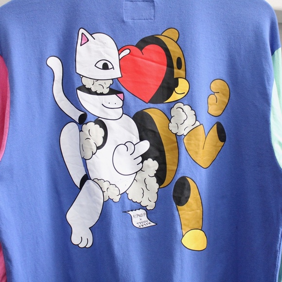 Teddy Fresh x Rip N Dip Colorblock Embroidered Long Sleeve T-Shirt Size Large - Picture 6 of 8